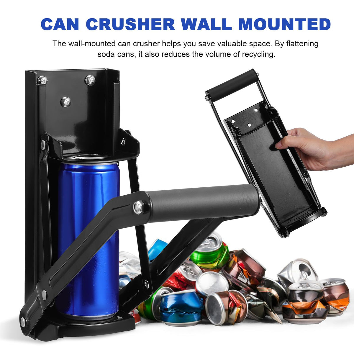 Wall Mounted Stainless Steel Can Crusher with Bottle Opener R9584