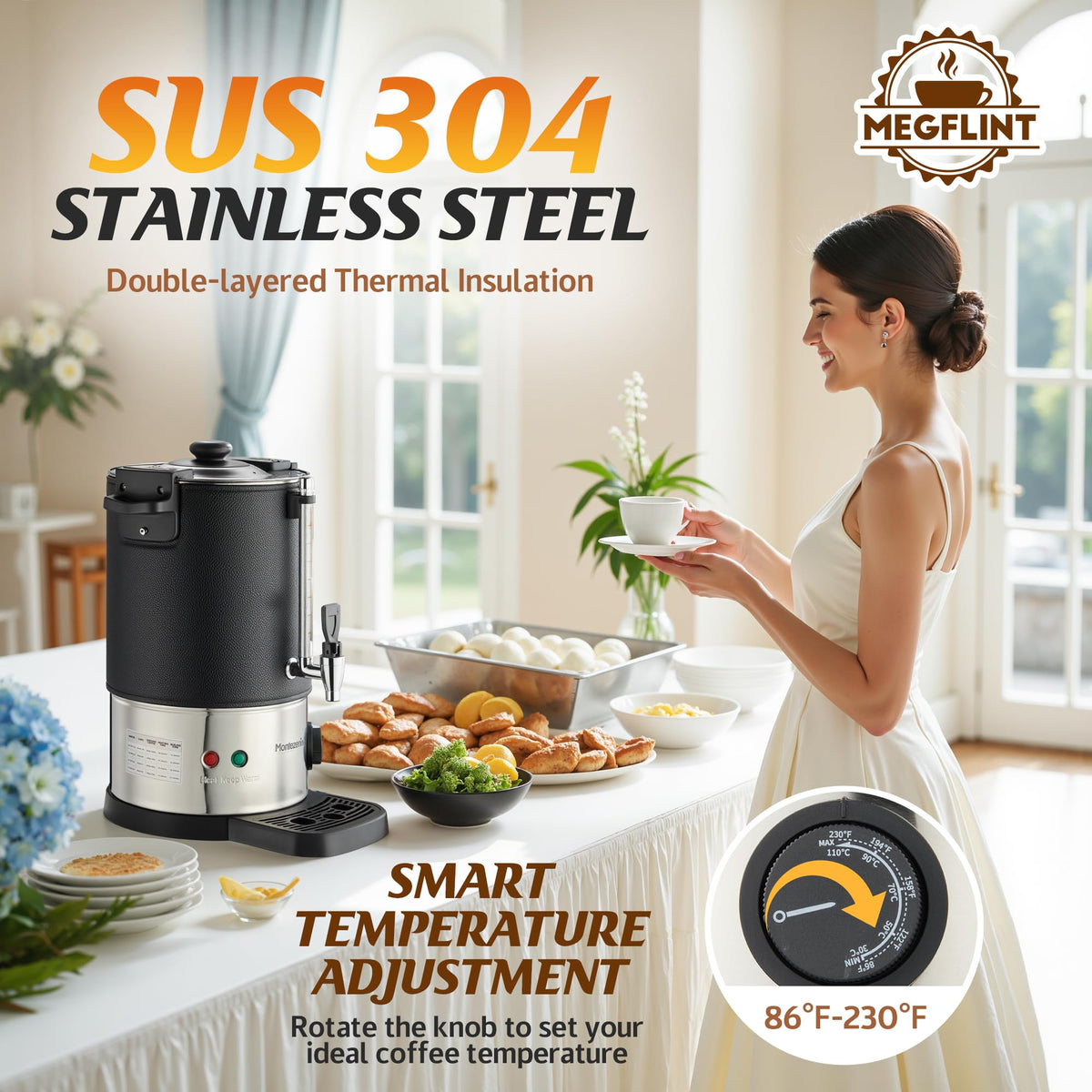 50-Cup Stainless Steel Double Insulated Coffee Urn V37315