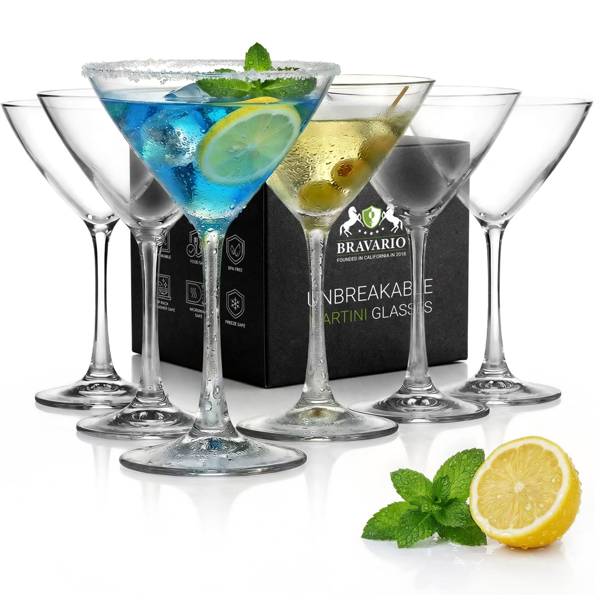 Unbreakable Plastic Martini Glasses, 8 oz Set of 6 D811