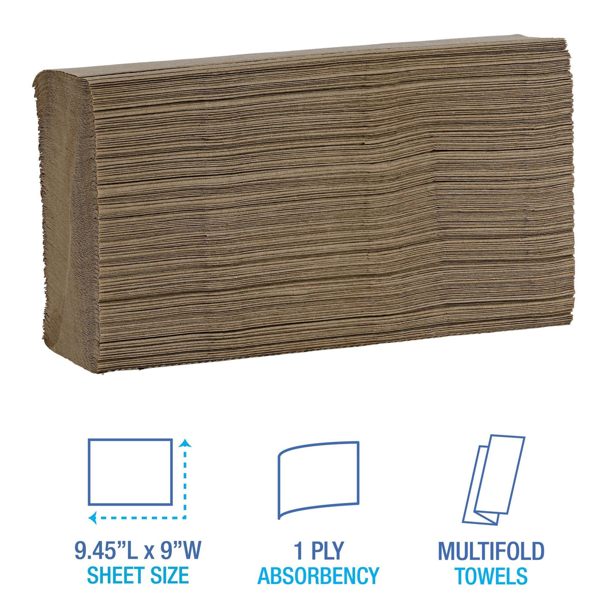 Multifold 1-Ply Paper Hand Towels, 250 Towels/Pack, 16 Packs/Carton V655