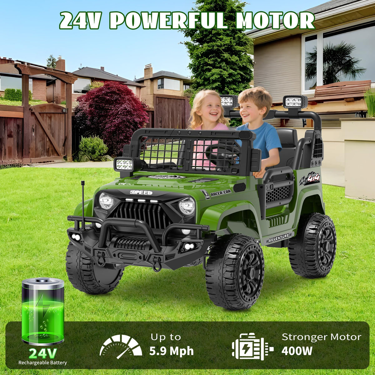 24V 4WD 2-Seater Kids Electric Car U5769